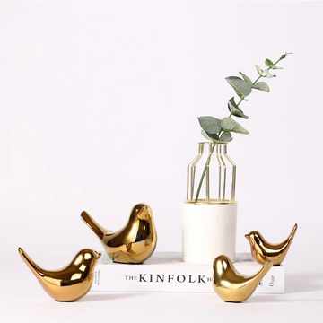 Golden Birds Ceramic Figurine